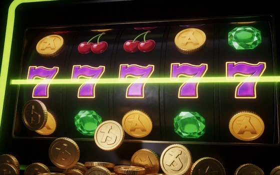 Leuchtende Slot-Walzen mit Fr&uuml;chten und Goldm&uuml;nzen als Vorschau der Automatenspiele im Zoccer Online Casino